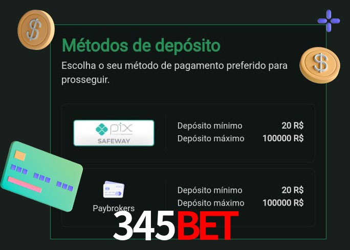 O cassino 345Bet oferece uma grande variedade de métodos de pagamento